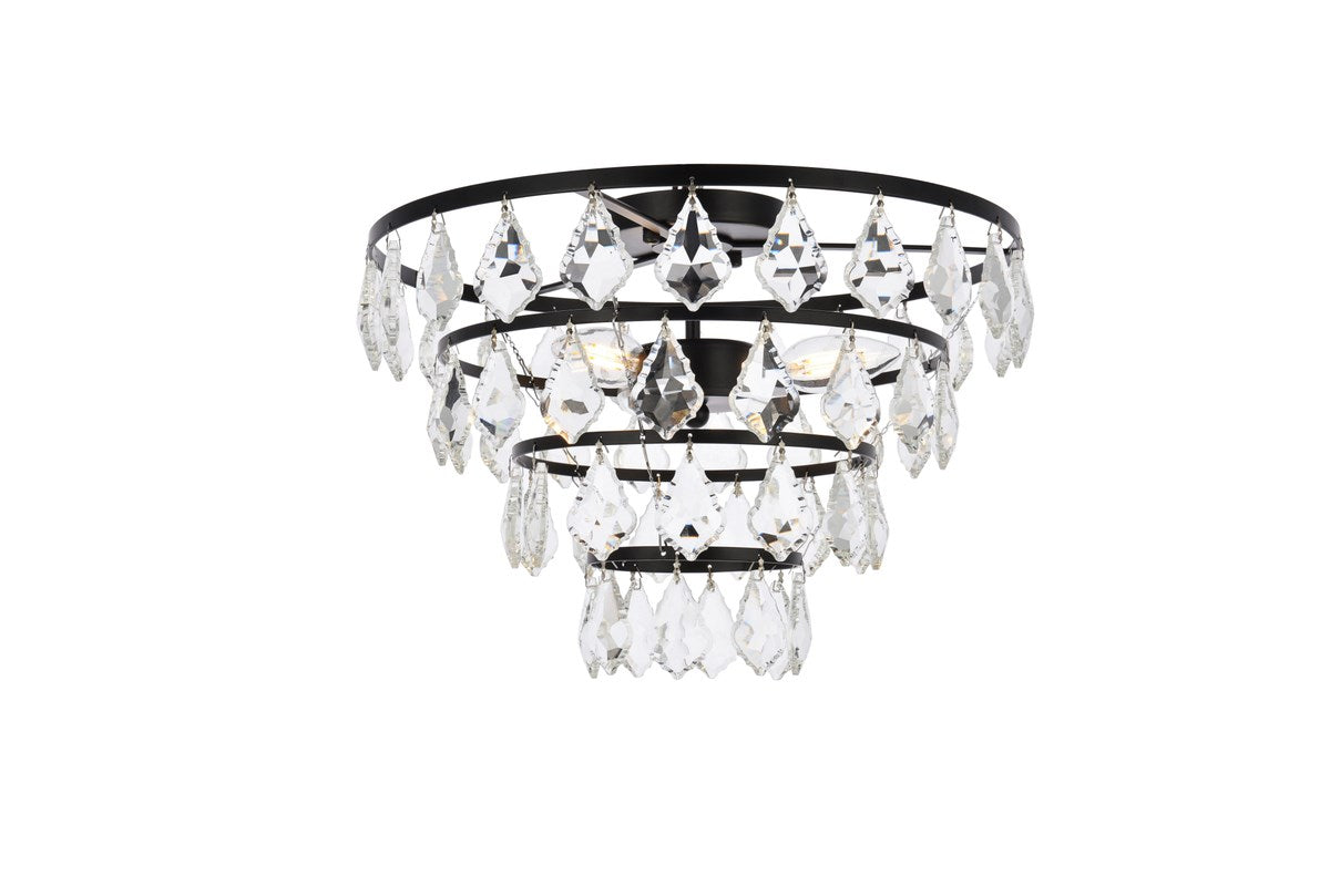 16 Inch Flush Mount In Black by Elegant Lighting