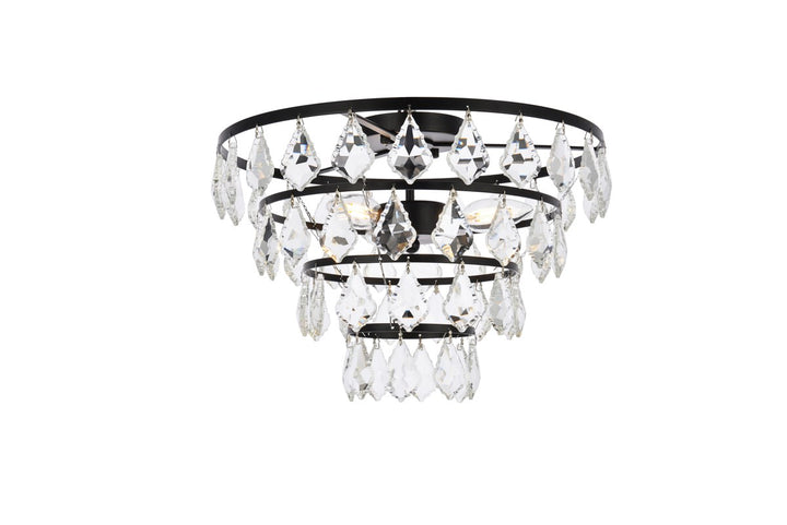 16 Inch Flush Mount In Black by Elegant Lighting