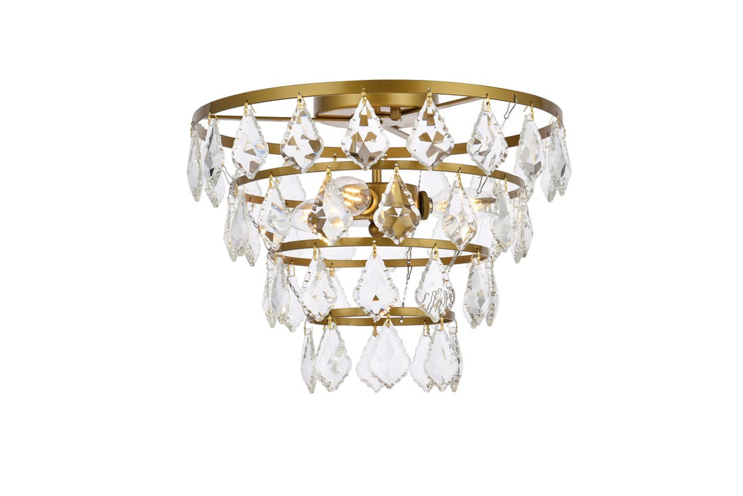 14 Inch Flush Mount In Brass by Elegant Lighting
