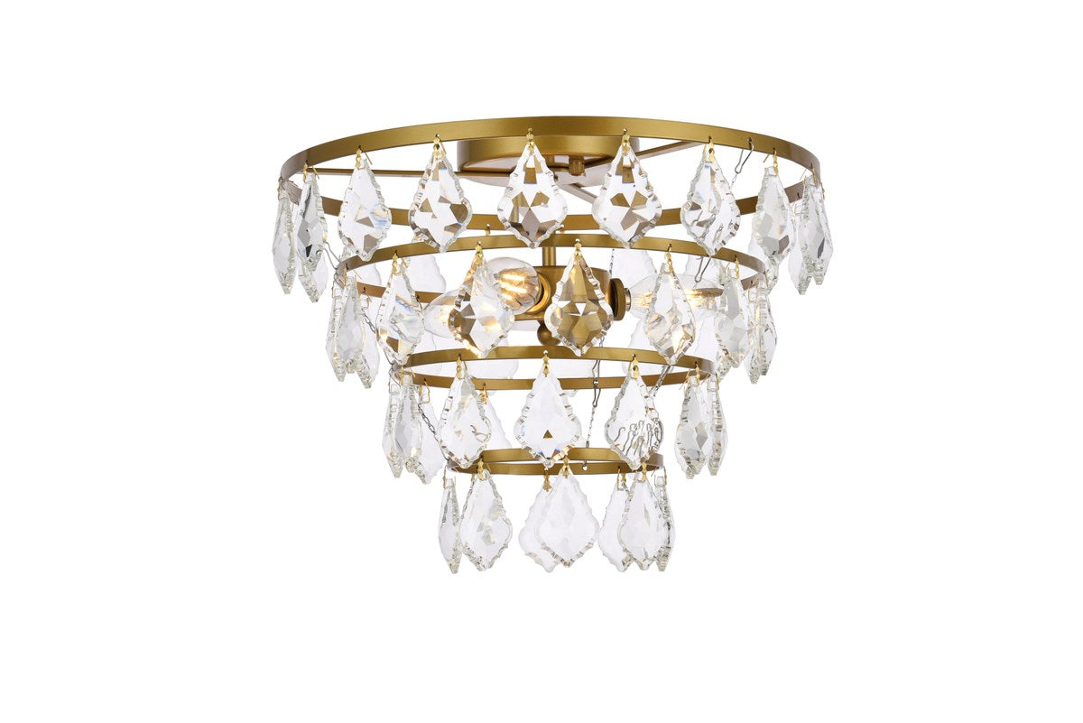 14 Inch Flush Mount In Brass by Elegant Lighting