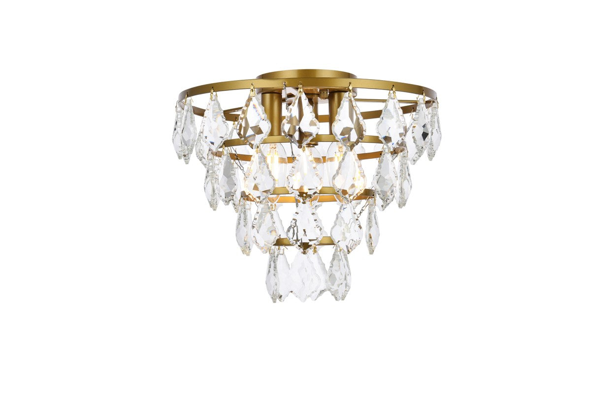 12 Inch Flush Mount In Brass by Elegant Lighting