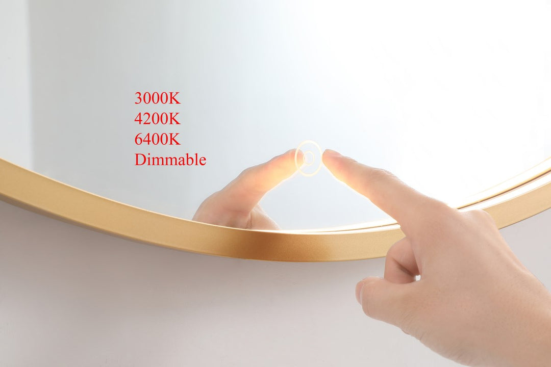 45 inch LED mirror with adjustable color temperature 3000K/4200K/6400K in brass