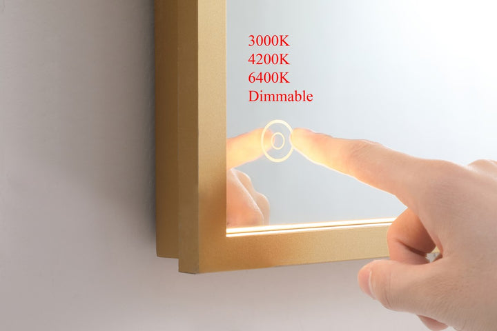 45 inch LED mirror with adjustable color temperature 3000K/4200K/6400K in brass