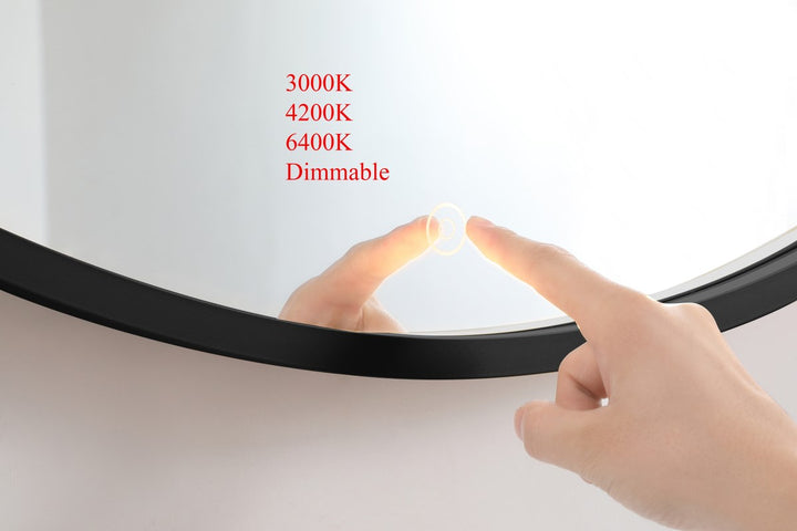 39 inch LED mirror with adjustable color temperature 3000K/4200K/6400K in black