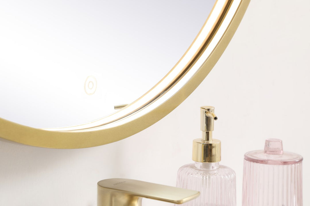 28 inch LED mirror with adjustable color temperature 3000K/4200K/6400K in brass