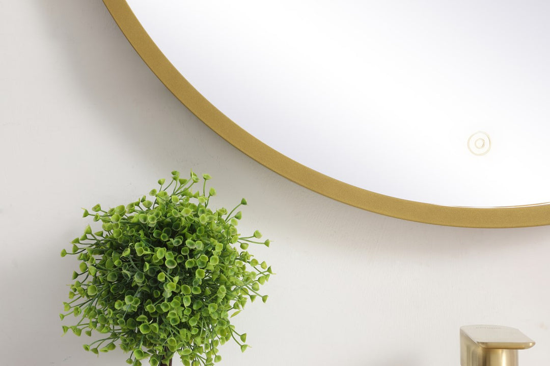 28 inch LED mirror with adjustable color temperature 3000K/4200K/6400K in brass