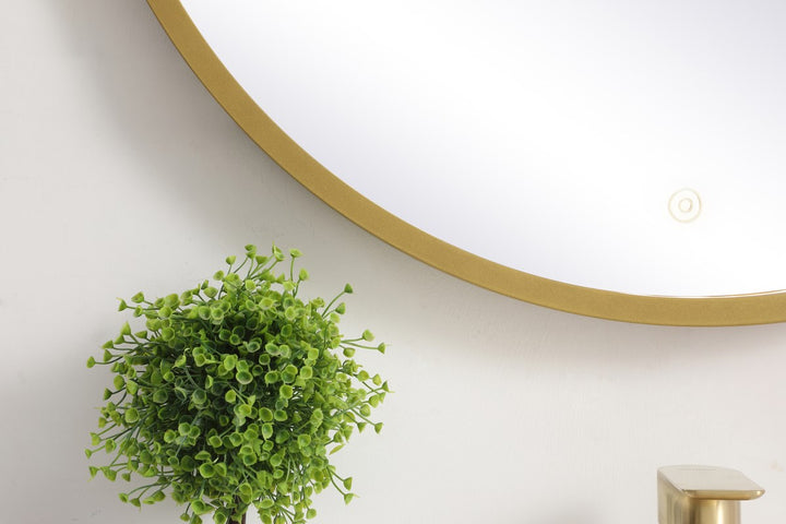 28 inch LED mirror with adjustable color temperature 3000K/4200K/6400K in brass