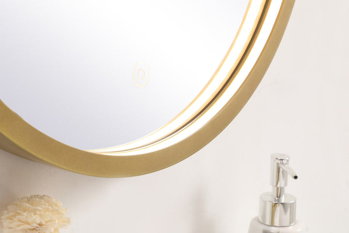 18 inch LED mirror with adjustable color temperature 3000K/4200K/6400K in brass