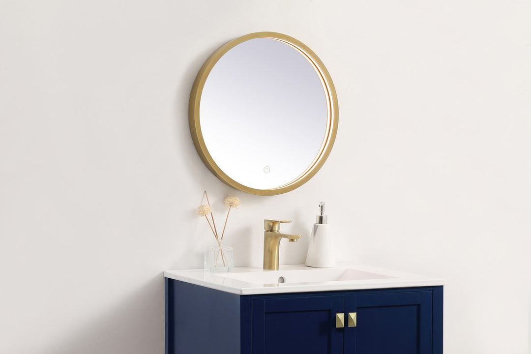 18 inch LED mirror with adjustable color temperature 3000K/4200K/6400K in brass