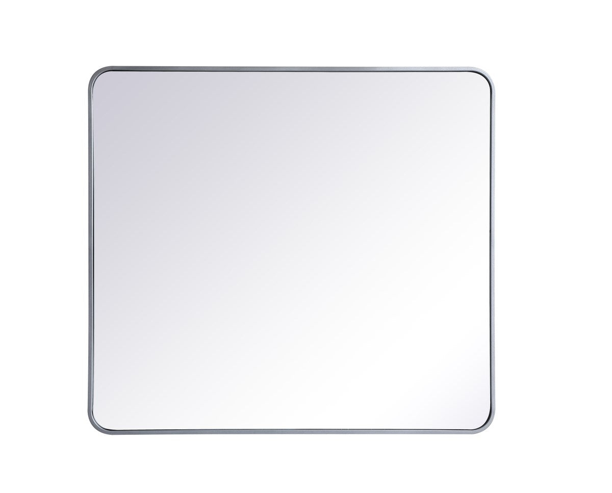 Soft Corner Metal Rectangular Mirror 36X40 Inch In Silver by Elegant Decor