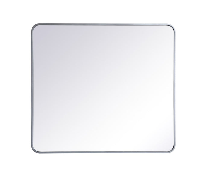 Soft Corner Metal Rectangular Mirror 36X40 Inch In Silver by Elegant Decor