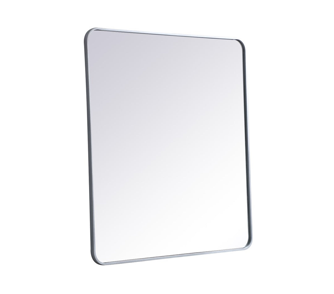 Soft Corner Metal Rectangular Mirror 36X40 Inch In Silver