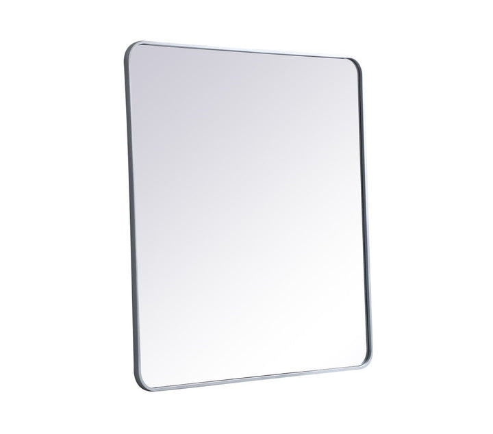 Soft Corner Metal Rectangular Mirror 36X40 Inch In Silver