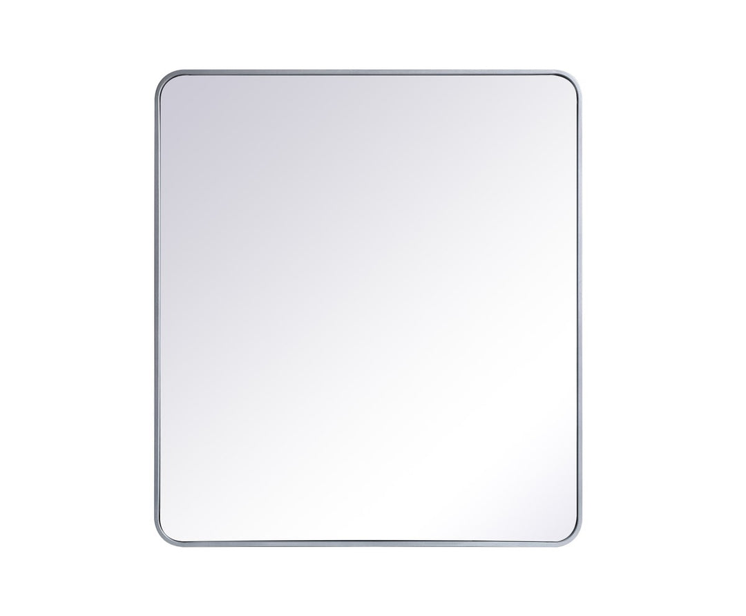 Soft Corner Metal Rectangular Mirror 36X40 Inch In Silver