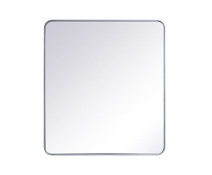 Soft Corner Metal Rectangular Mirror 36X40 Inch In Silver