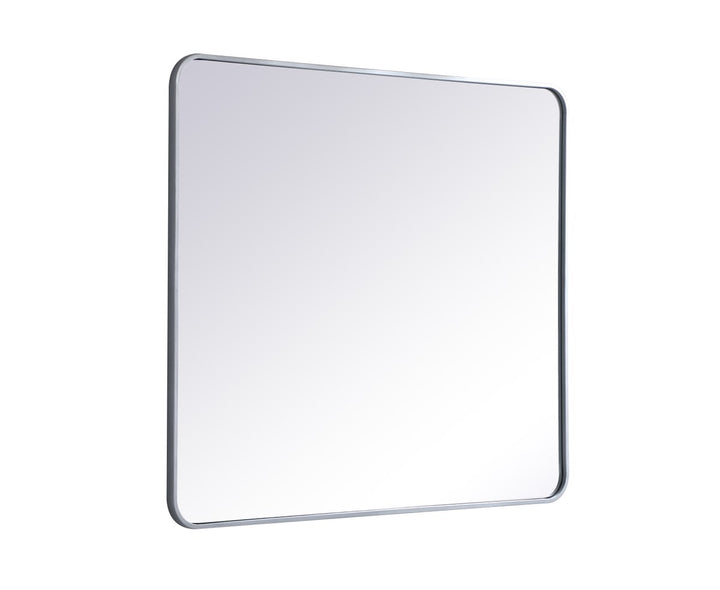 Soft Corner Metal Rectangular Mirror 36X40 Inch In Silver
