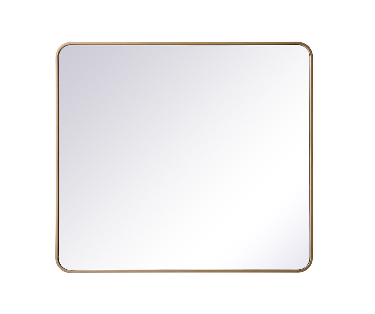 Soft Corner Metal Rectangular Mirror 36X40 Inch In Brass by Elegant Decor