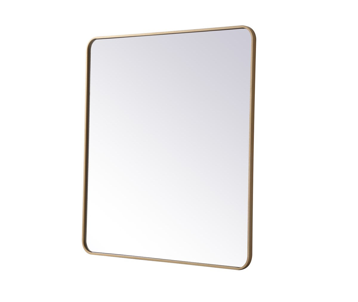 Soft Corner Metal Rectangular Mirror 36X40 Inch In Brass