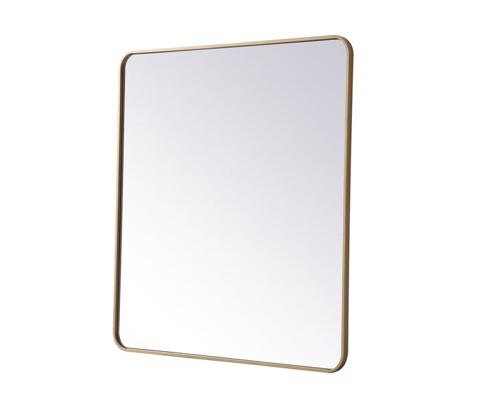 Soft Corner Metal Rectangular Mirror 36X40 Inch In Brass