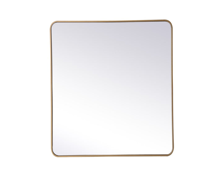 Soft Corner Metal Rectangular Mirror 36X40 Inch In Brass