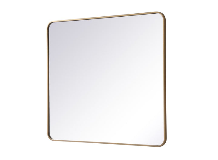 Soft Corner Metal Rectangular Mirror 36X40 Inch In Brass
