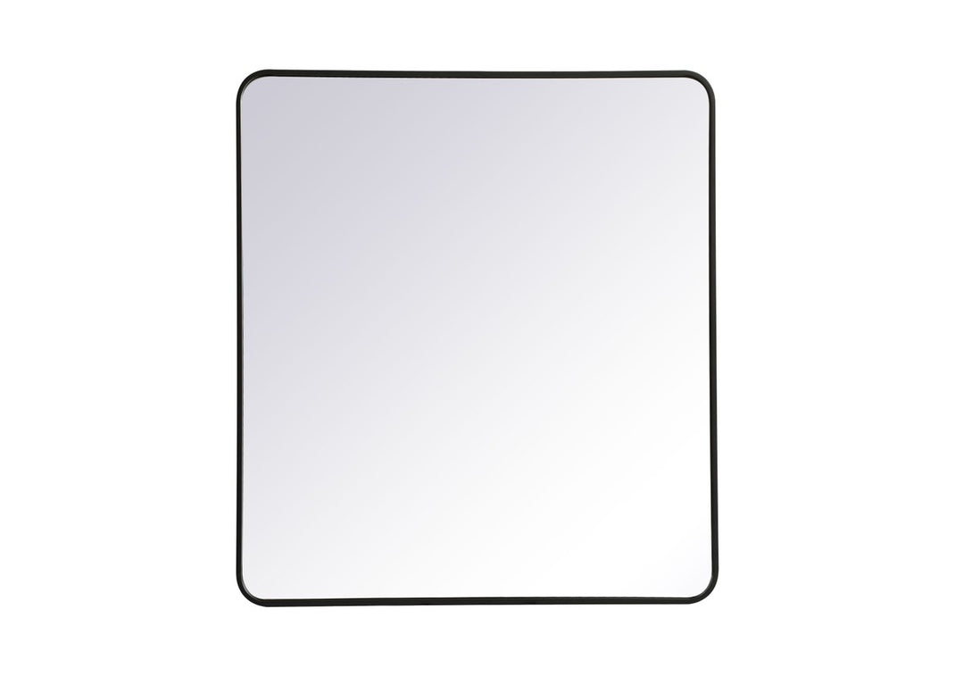 Soft Corner Metal Rectangular Mirror 36X40 Inch In Black by Elegant Decor