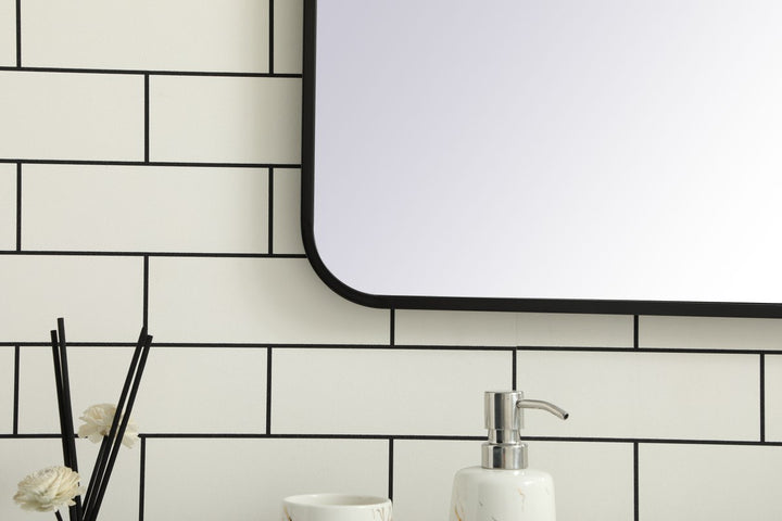 Soft Corner Metal Rectangular Mirror 36X40 Inch In Black