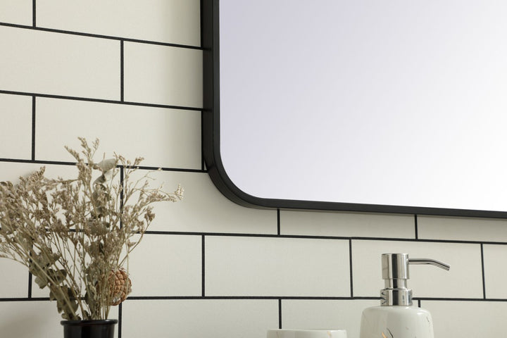 Soft Corner Metal Rectangular Mirror 36X40 Inch In Black