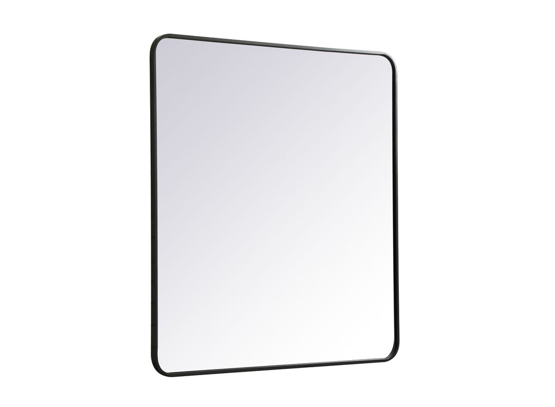 Soft Corner Metal Rectangular Mirror 36X40 Inch In Black