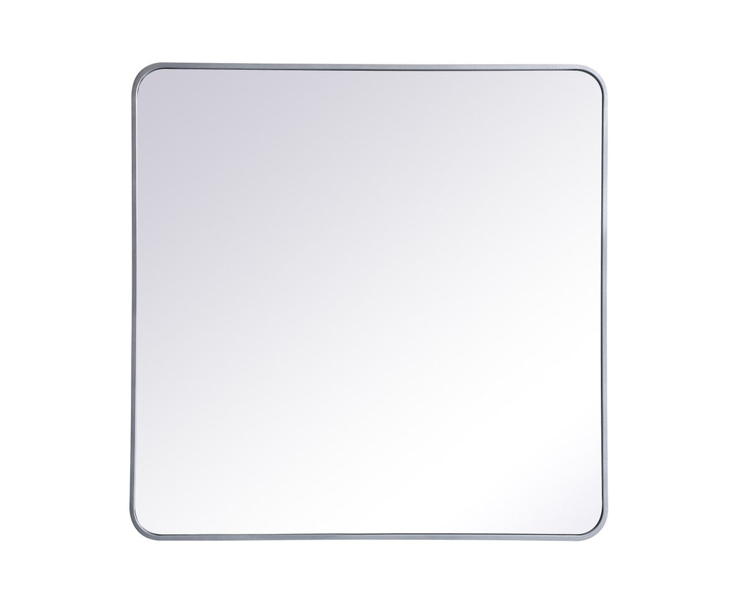 Soft Corner Metal Rectangular Mirror 36X36 Inch In Silver by Elegant Decor