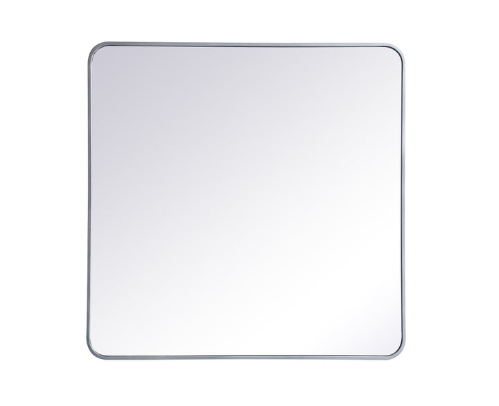 Soft Corner Metal Rectangular Mirror 36X36 Inch In Silver by Elegant Decor