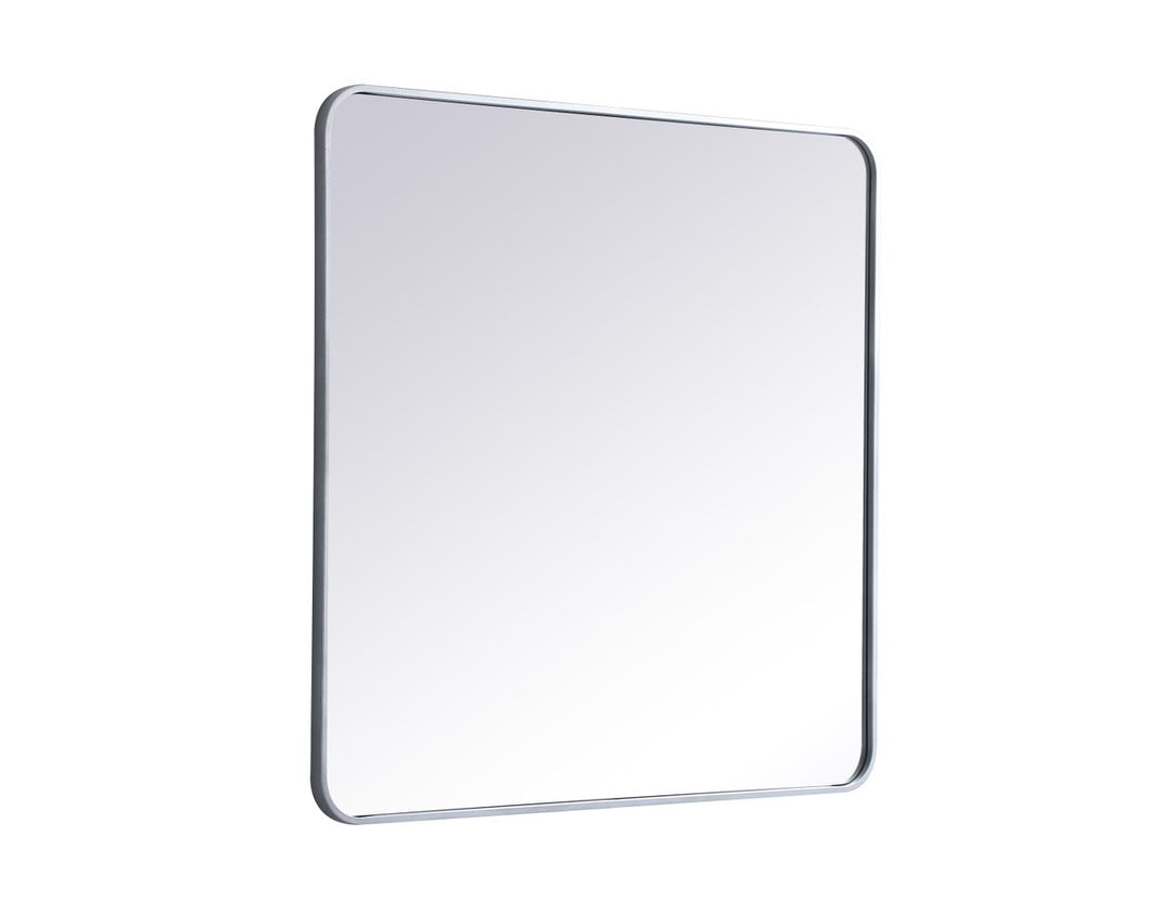 Soft Corner Metal Rectangular Mirror 36X36 Inch In Silver
