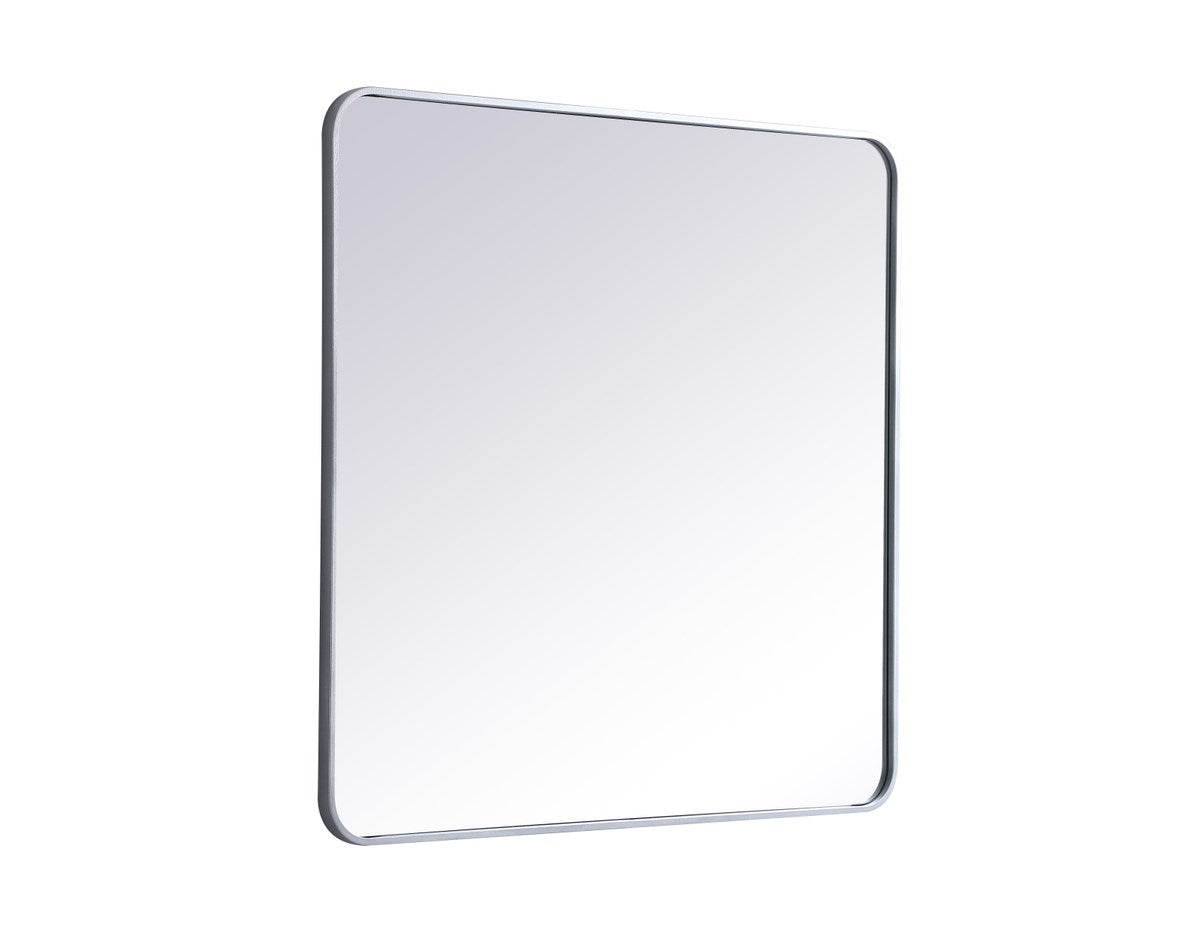 Soft Corner Metal Rectangular Mirror 36X36 Inch In Silver