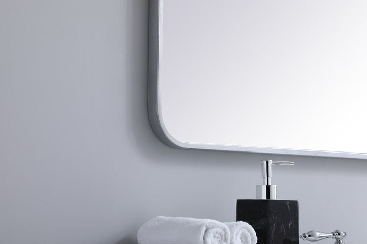 Soft Corner Metal Rectangular Mirror 36X36 Inch In Silver