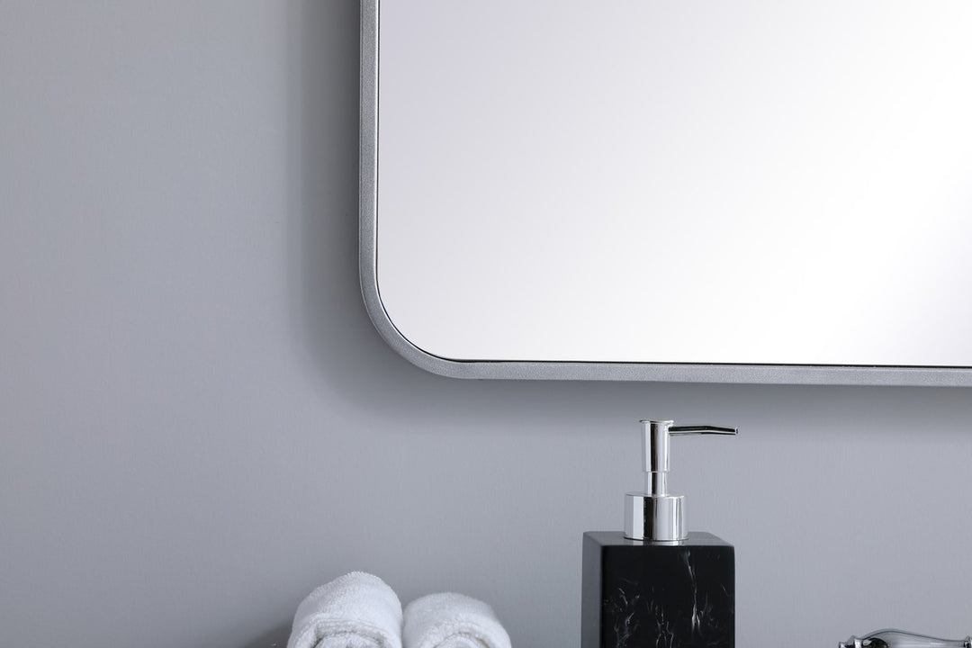 Soft Corner Metal Rectangular Mirror 36X36 Inch In Silver