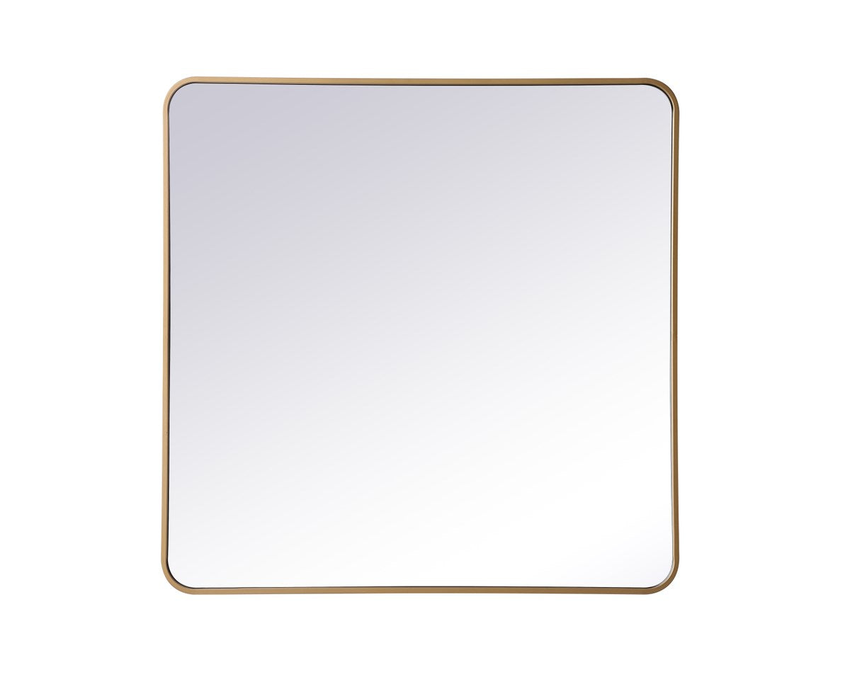 Soft Corner Metal Rectangular Mirror 36X36 Inch In Brass by Elegant Decor