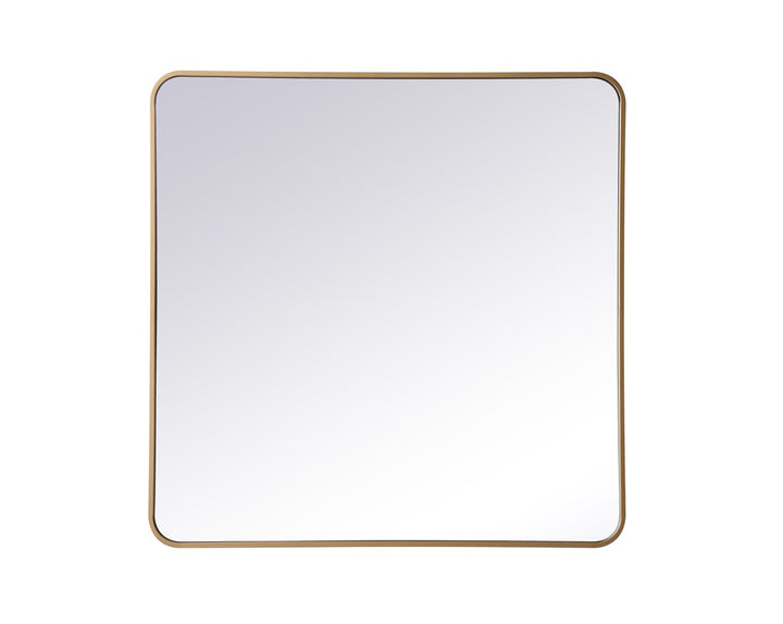 Soft Corner Metal Rectangular Mirror 36X36 Inch In Brass by Elegant Decor