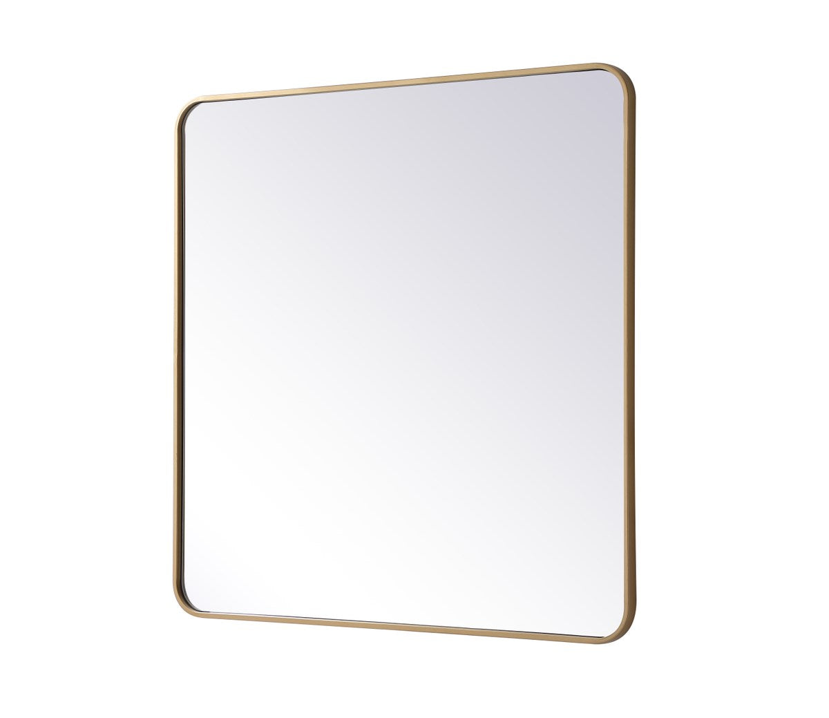 Soft Corner Metal Rectangular Mirror 36X36 Inch In Brass