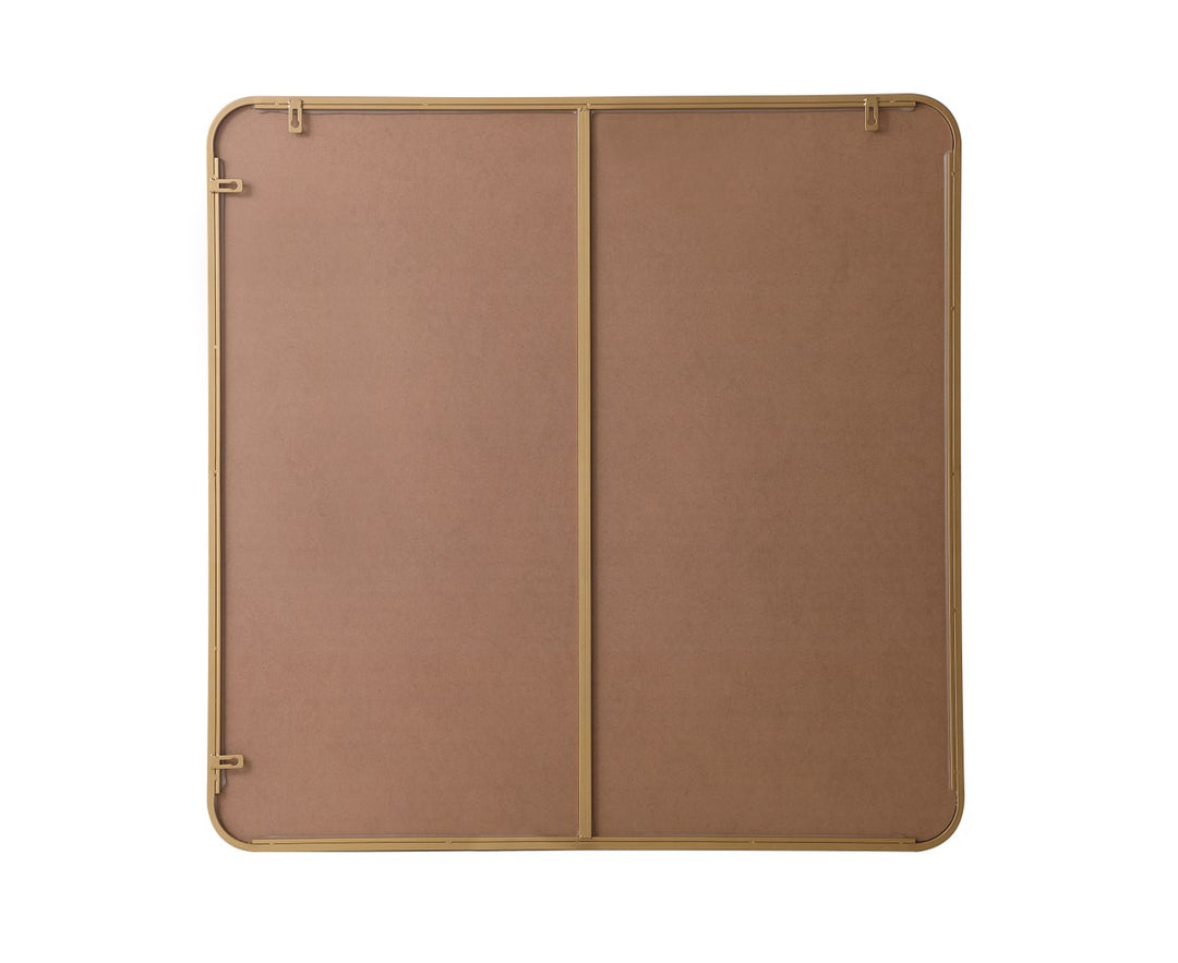 Soft Corner Metal Rectangular Mirror 36X36 Inch In Brass