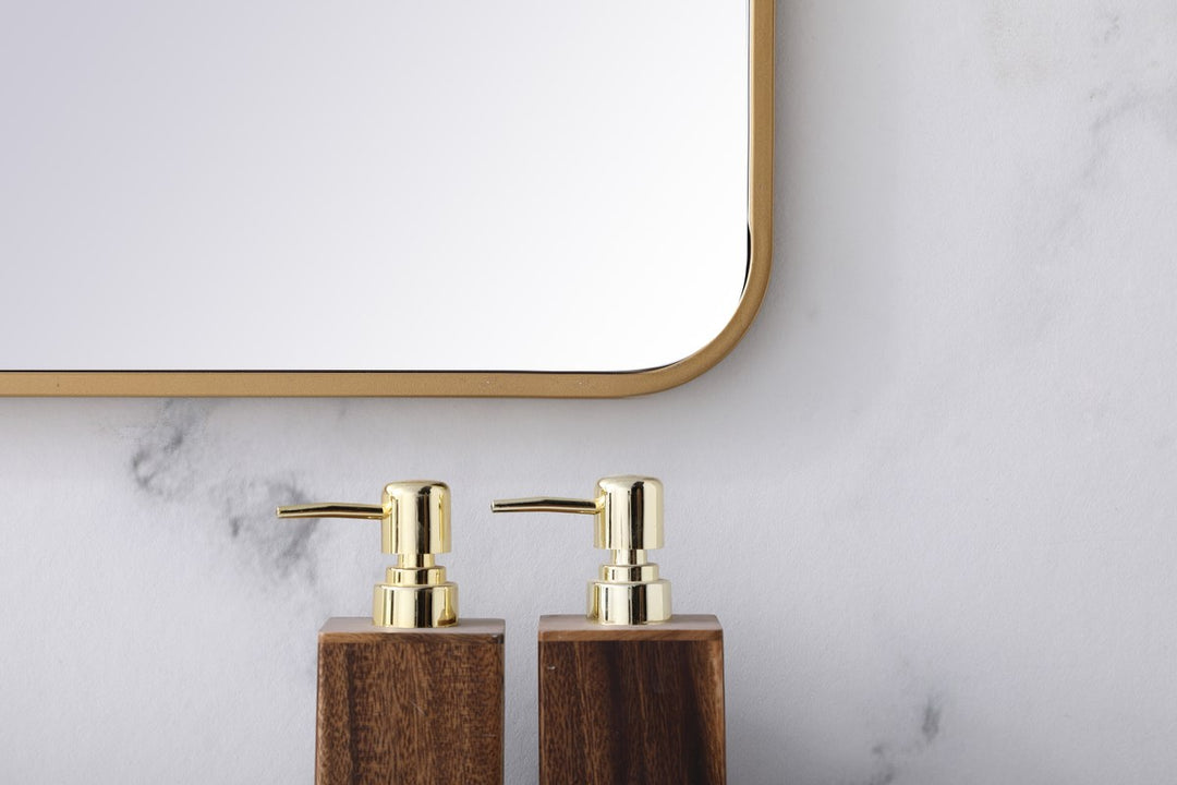 Soft Corner Metal Rectangular Mirror 36X36 Inch In Brass