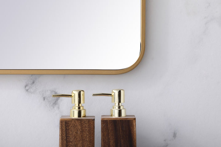 Soft Corner Metal Rectangular Mirror 36X36 Inch In Brass