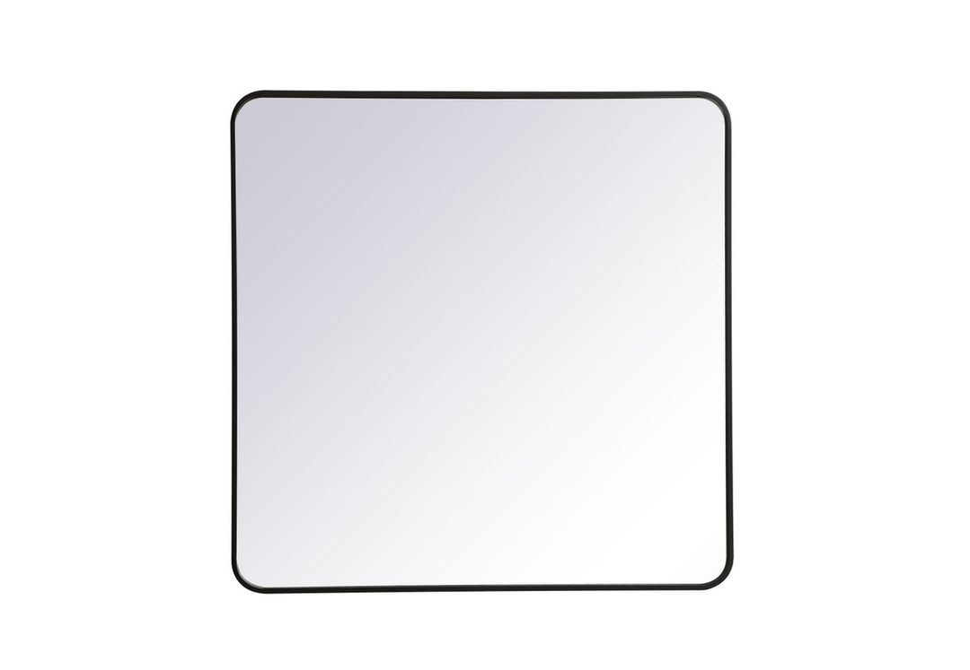 Soft Corner Metal Rectangular Mirror 36X36 Inch In Black by Elegant Decor