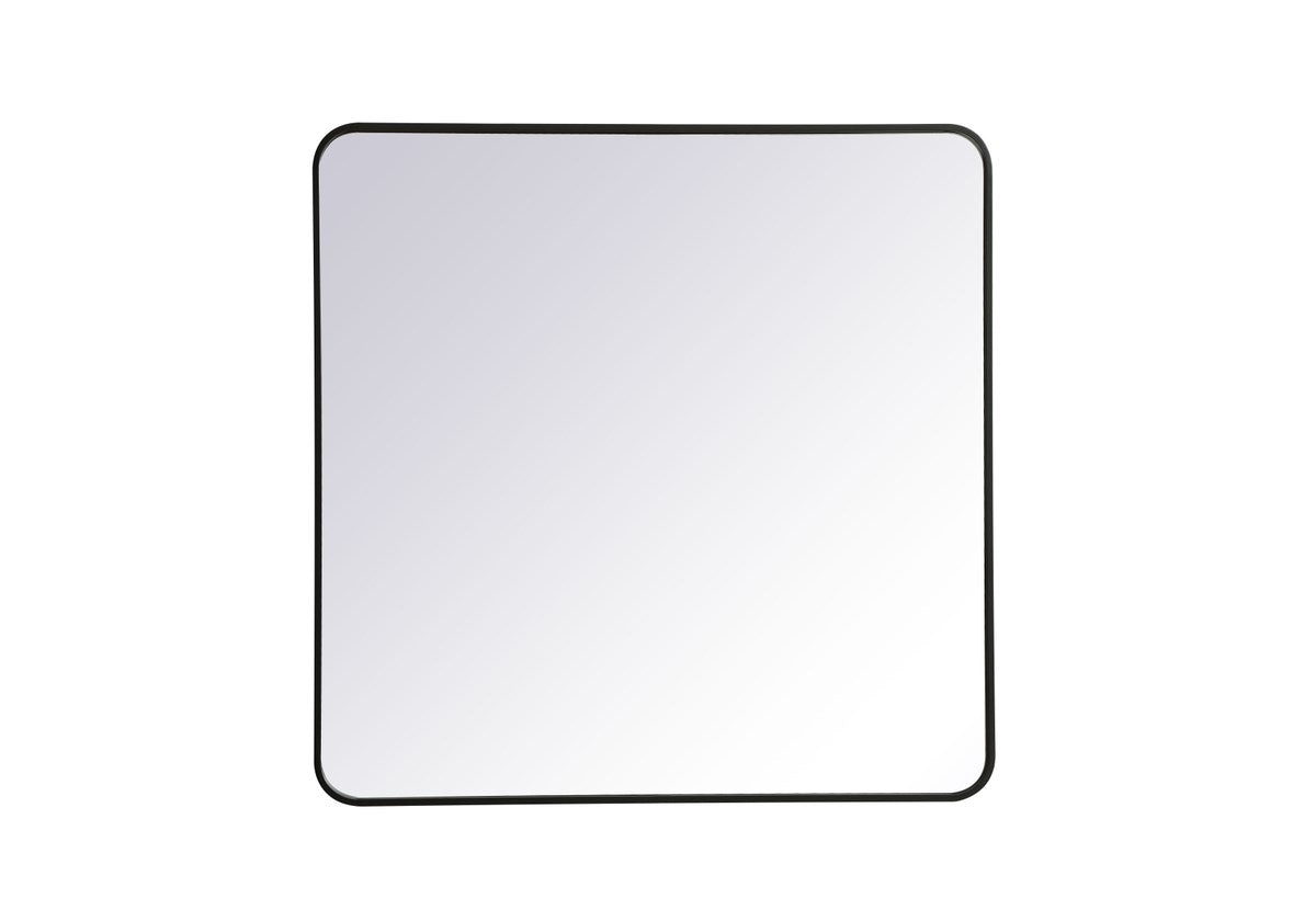 Soft Corner Metal Rectangular Mirror 36X36 Inch In Black by Elegant Decor