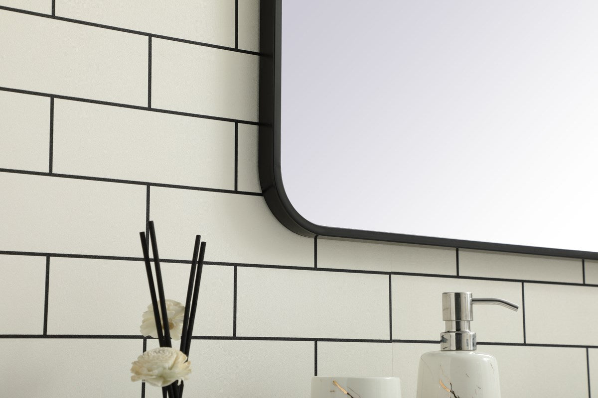 Soft Corner Metal Rectangular Mirror 36X36 Inch In Black