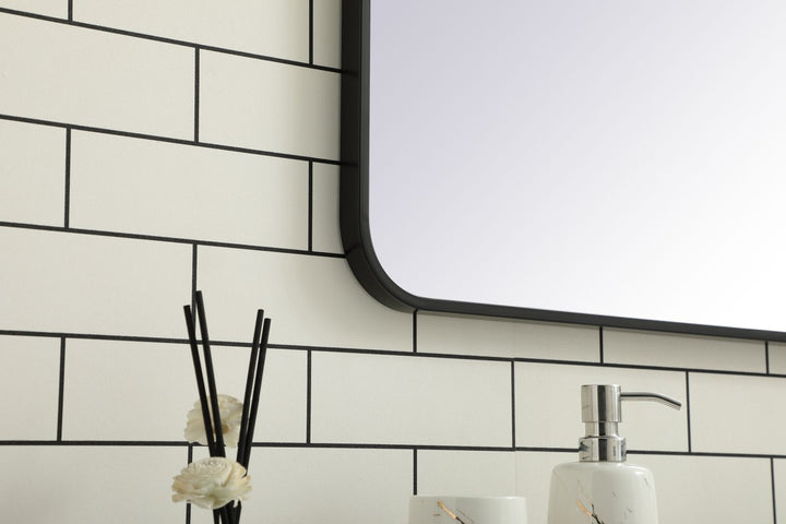 Soft Corner Metal Rectangular Mirror 36X36 Inch In Black