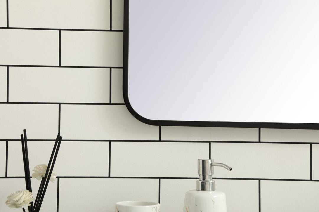 Soft Corner Metal Rectangular Mirror 36X36 Inch In Black