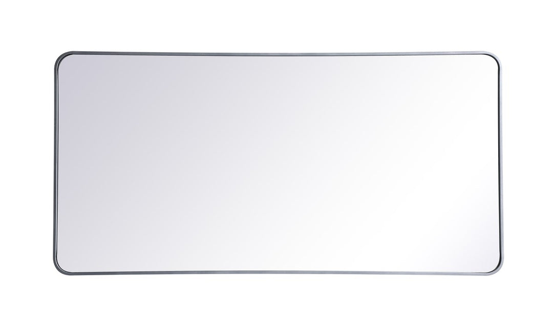 Soft Corner Metal Rectangular Mirror 30X60 Inch In Silver by Elegant Decor