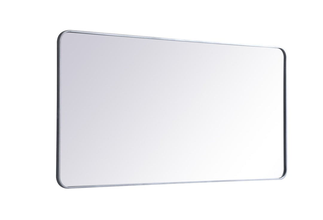 Soft Corner Metal Rectangular Mirror 30X60 Inch In Silver