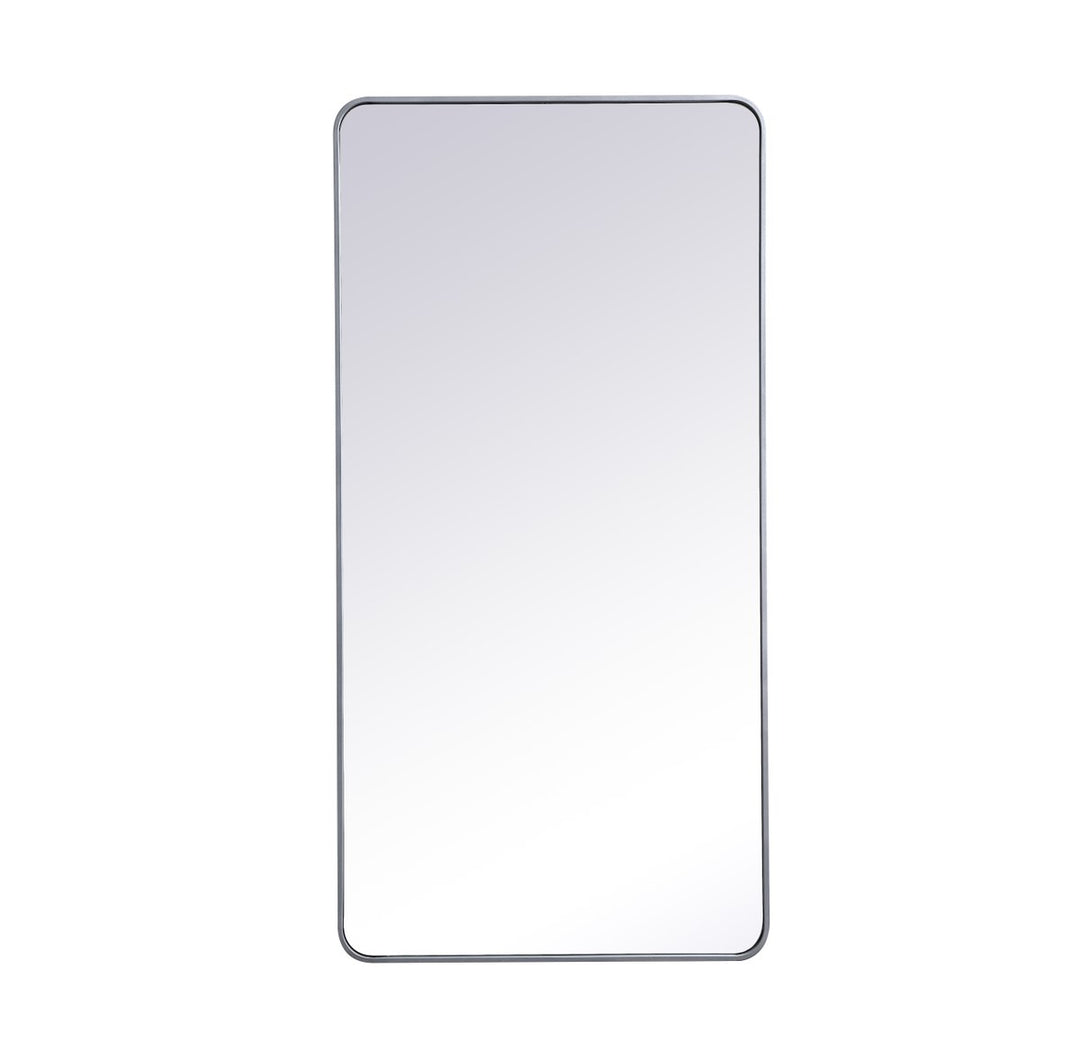 Soft Corner Metal Rectangular Mirror 30X60 Inch In Silver