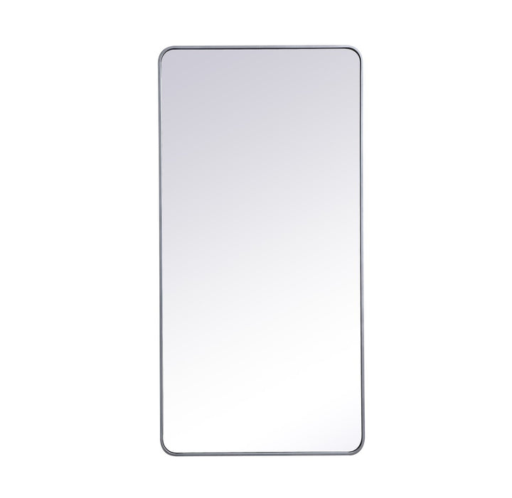 Soft Corner Metal Rectangular Mirror 30X60 Inch In Silver